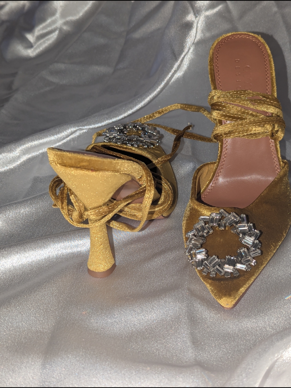 ASOS Velvet Gold Strappy Heels - Picture 4 of 6